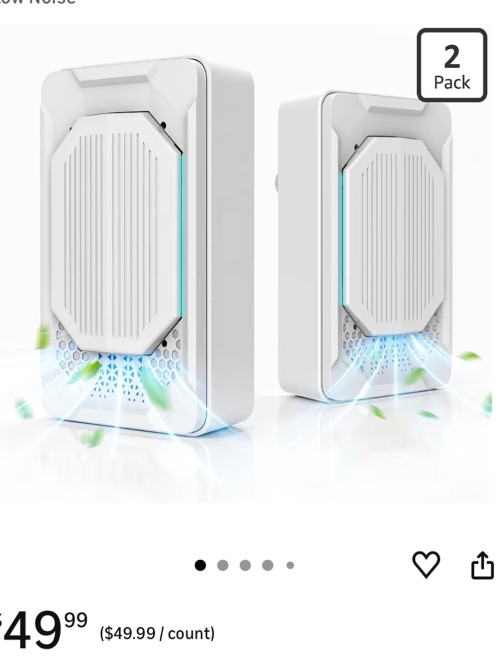 Compact Personal Air Purifier - White (2 Pack Box Shown)